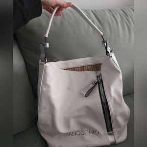 Manocchio White Handbag with Decorative Zipper